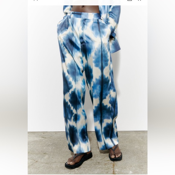 BNET ZARA 2 PCS SET SUIT SATIN EFFECT PRINTED PANTS AND BLAZER - Picture 10 of 13